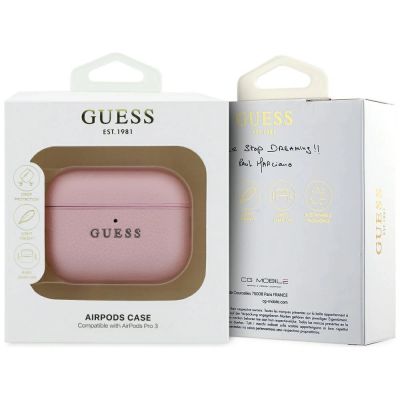 4. Guess Grained Classic Logo Case for AirPods Pro 3 - Pink