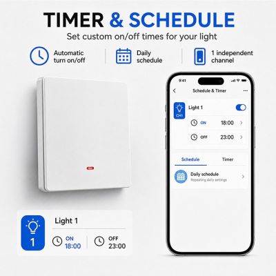 10. QOLTEC LIGHT ON/OFF SWITCH | 1-CHANNEL | WI-FI | TIMER | TUYA | WHITE