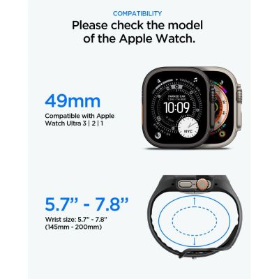 10. Spigen Liquid Air Pro Case Strap + 9H Tempered Glass for Apple Watch Ultra 49mm - Black