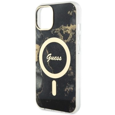 6. Guess GUHMP14SHTMRSK iPhone 14 6.1" black/black hardcase Golden Marble MagSafe