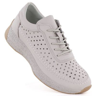 Women's leather openwork shoes gray Sergio Leone SP013