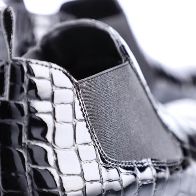 46. Rieker W R474 snakeskin leather ankle boots black