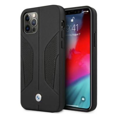 BMW Leather Perforated Sides Case for iPhone 12 / iPhone 12 Pro - Black