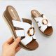 2. Women's leather wedge sandals white Remonte D2L52-80