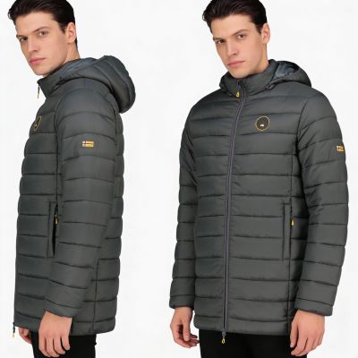 6. Geographical Norway men's jacket AMIGOMAP LONG HOOD DB DGREY MEN 233 DARK GRAY (WZ5086H/GN-GRIS FONCÉ)