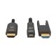 3. MANHATTAN High Speed Active Fiber Optic Cable with Detachable Connector 4K@60Hz UHD, HDMI Male to Micro HDMI Male (Type D) and Detachable HDMI Male (Type A), 30m, HEC, ARC, Gold-Plated Contacts