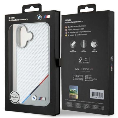 8. BMW M Carbon Tricolor Line MagSafe iPhone 16 Case - Gray