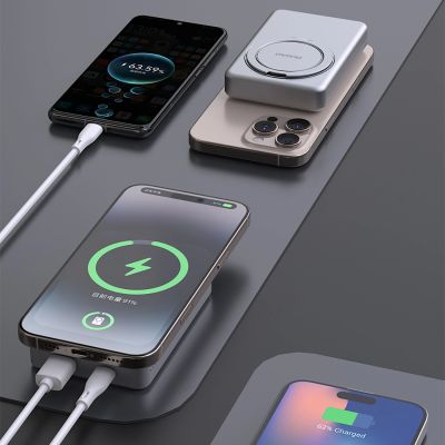 11. Dudao K28 10000mAh PD 22.5W MagSafe Powerbank with Metal Case and Ring Stand - Gray