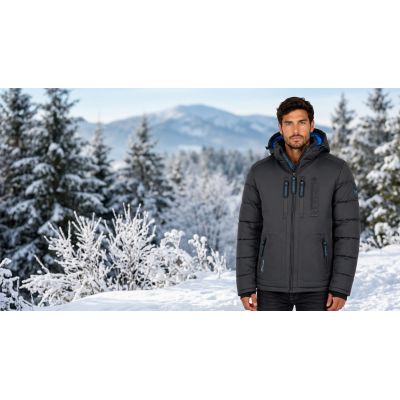 8. Men’s Jacket Geographical Norway BEACHWOOD DGREY-BLUE DB MEN 068 BS4 (WU6633H/GN-DARK GREY)