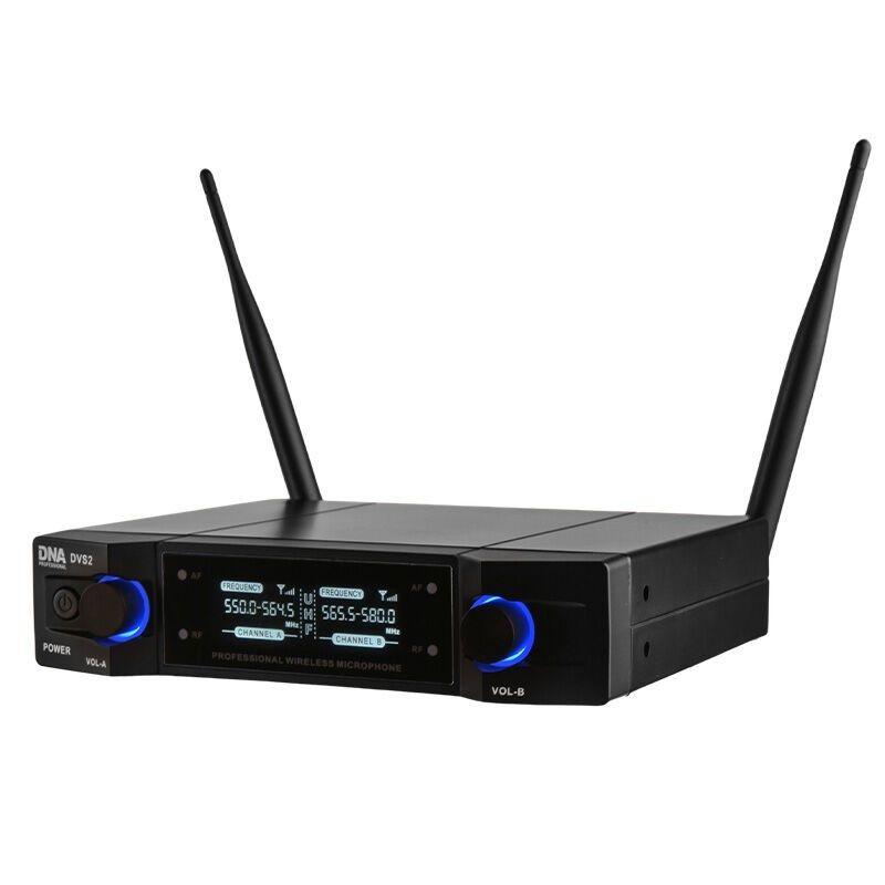 8. DNA DVS2 - Wireless microphone, 2x handheld transmitter + base, UHF band 560-590 MHz