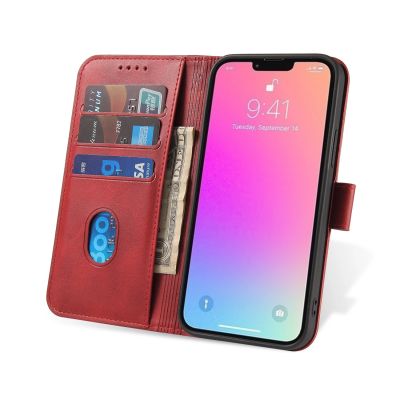 7. Wallet Case with Stand for iPhone 15 Pro Max Magnet Case - Red