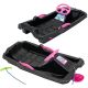 PLASTIC SLED WITH BRAKE AND HANDLEBAR ADAŚ 84x43x25CM BLACK WITH PINK