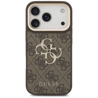 3. Guess 4G Big 4G Classic Logo Big Strap Metal Buttons Case for iPhone 17 Pro - Brown
