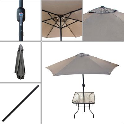 4. SYDNEY GARDEN FURNITURE SET TABLE 4 CHAIRS AND UMBRELLA GREY