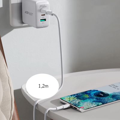 12. Acefast C2-03-CC USB-C - USB-C PD QC cable 60W 3A 480Mb/s 1.2m - white