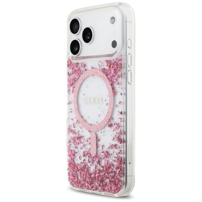 2. Guess Resin Bottom Glitter MagSafe Case for iPhone 17 Pro Max - Pink