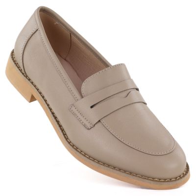Beige leather loafers Jezzi SFY25128