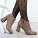 10. Elegant beige leather ankle boots with a block heel Jezzi OLI21-2