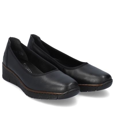 4. Rieker 53755-00 women's leather wedge shoes, comfortable black