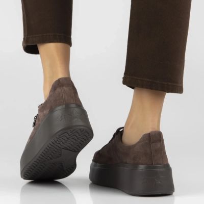7. Women's brown leather platform shoes Filippo 6246
