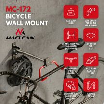 MACLEAN BIKE HOLDER / WALL HANGER, HORIZONTAL, STEEL, MAX LOAD 30KG, ANGLE ADJUSTMENT MC-172