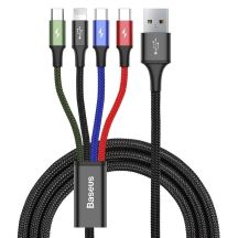 Baseus CA1T4-B01 power cable set (USB - Lightning, Micro USB, USB type C; 1.2m; black)