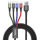 Baseus CA1T4-B01 power cable set (USB - Lightning, Micro USB, USB type C; 1.2m; black)