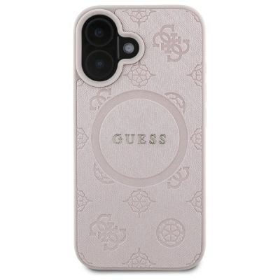 3. Guess Saffiano Peony Classic Logo MagSafe iPhone 16 Case - Pink