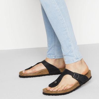 2. Birkenstock Gizeh NU Oiled Black Regular Flip-Flops for Women/Men (0845251)