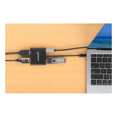 8. Manhattan 154321 Cable Adapter 0.15m USB Type-C 2 x HDMI Black