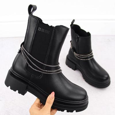8. Big Star W INT2053 leather ankle boots INT2053