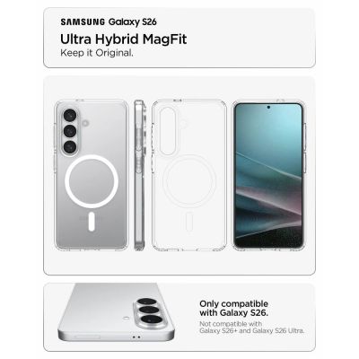 7. Spigen Ultra Hybrid Mag MagSafe Case for Samsung Galaxy S26 - Clear and White