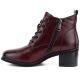 3. Women's leather lace-up high-heeled ankle boots, burgundy, Vinceza EN27-133107