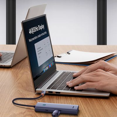12. Baseus UltraJoy Series 5-Port HUB Docking Station Space Grey?Type-C to HDMI4K@30Hz*1+USB 3.0*4?