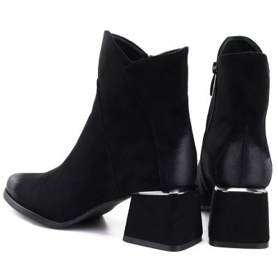 5. Women's black suede high-heeled ankle boots Potocki SZ12875