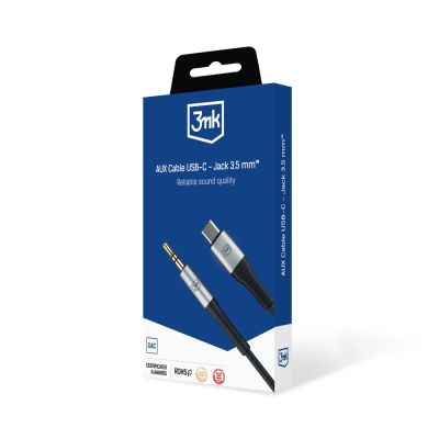 4. 3mk AUX minijack 3.5 mm / USB-C cable - silver