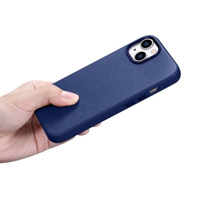 19. iCarer Case Leather cover for iPhone 14 case made of natural leather blue (WMI14220705-BU) (MagSafe compatible)
