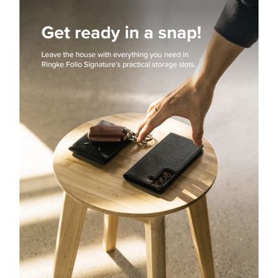 8. Ringke Folio Signature Flip Leather Case for Samsung Galaxy S22 + (S22 Plus) Black (FSS118R262)