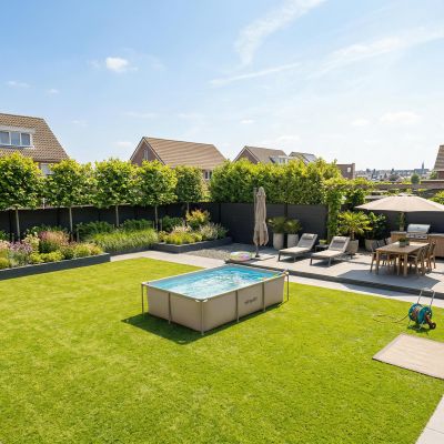 7. VIRTUFIT RECTANGULAR SWIMMING POOL 260 x 180 CM WITH FILTER PUMP BEIGE