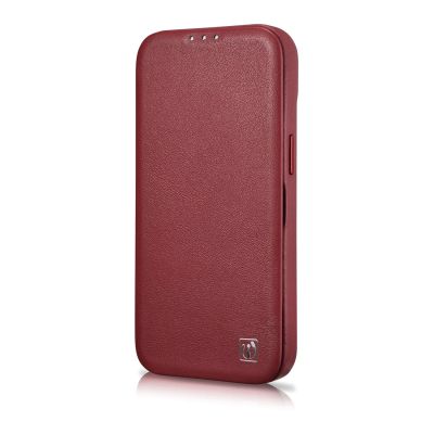 7. iCarer CE Premium Leather Folio Case iPhone 14 Pro Max Magnetic Flip Cover MagSafe Red (WMI14220716-RD)