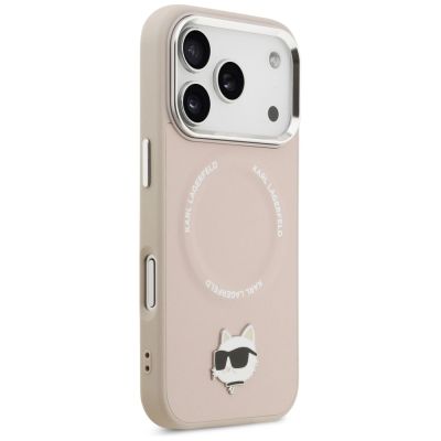 4. Karl Lagerfeld Choupette Pin MagSafe Case for iPhone 17 Pro - Pink