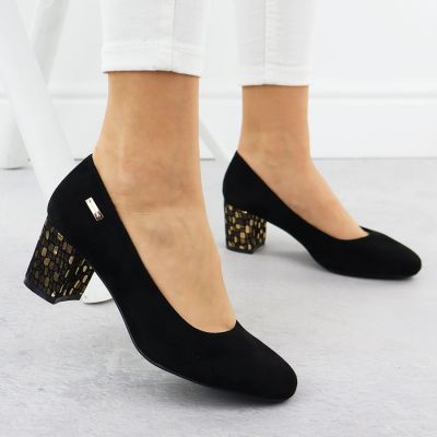 19. Sergio Leone W SK314D Suede Heeled Pumps Black