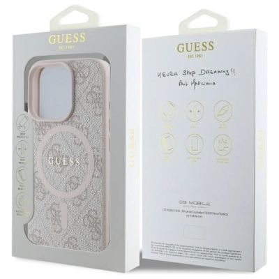 8. Guess 4G Ring Classic Logo MagSafe Case for iPhone 16 Pro Max - Pink