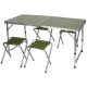 2. FOLDABLE CAMPING TABLE 120X60X70/62/55CM + 4 CHAIRS GREEN