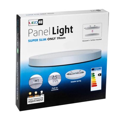 4. LED ceiling panel 7in1 recessed surface-mounted ultra slim 30W 3 colors (WW, NW, CW) Led4U LD142 microwave built-in power supply