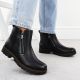 6. Black Leather Women’s Worker Boots Rieker 78556-00
