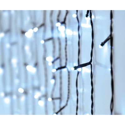 24. CHRISTMAS TREE LIGHTS OUTDOOR LIGHT CURTAIN 360 LED CONTROLLER TIMER COLD WHITE GREEN CABLE