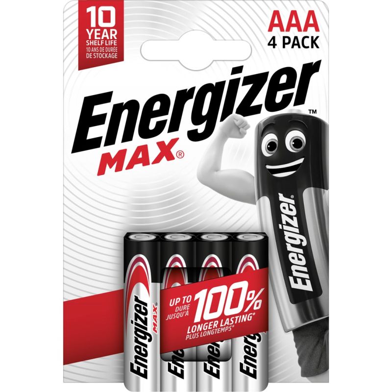 2. ENERGIZER ALKALINE BATTERIES MAX AAA LR03, 4 PIECES, ECO PACKAGING
