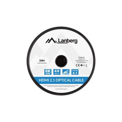 8. LANBERG HDMI CABLE M/M V2.1 50M 8K OPTICAL AOC CA-HDMI-30FB-0500-BK