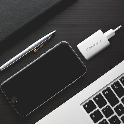 2. QOLTEC 65W GAN ULTRA AC CHARGER | 5-20V | 2.25-3.25A | 1 X USB TYPE C PD | 1 X USB QC 3.0 | WHITE